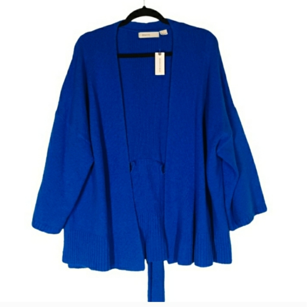ANTHROPOLOGIE SLEEPING ON SNOW Blue Alcott Kimono Wrap Cardigan Sweater L NWT